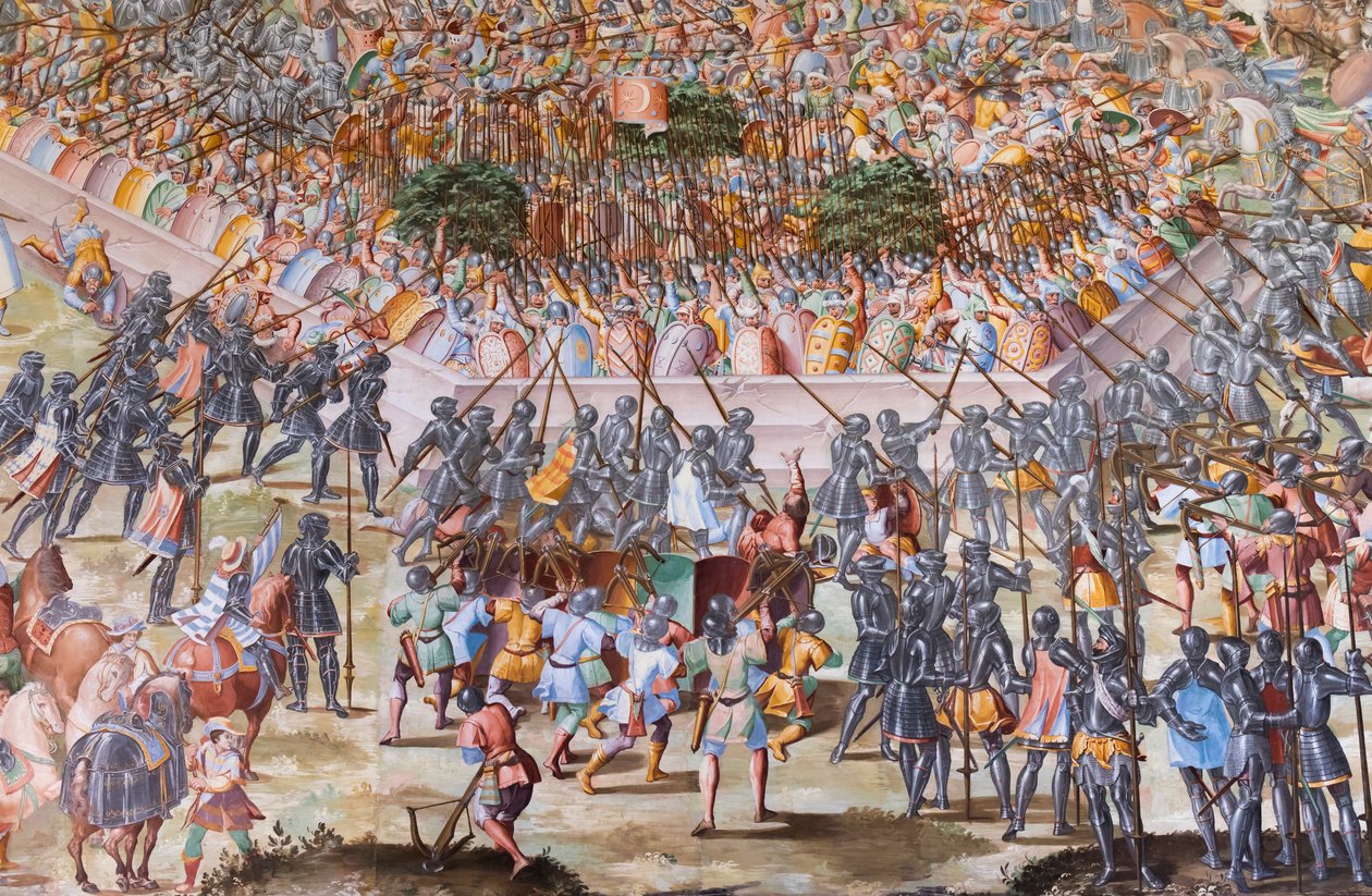 Detail fresky v sále bitev bitvy z roku 1431 u La Higueruela od Niccolo Granello