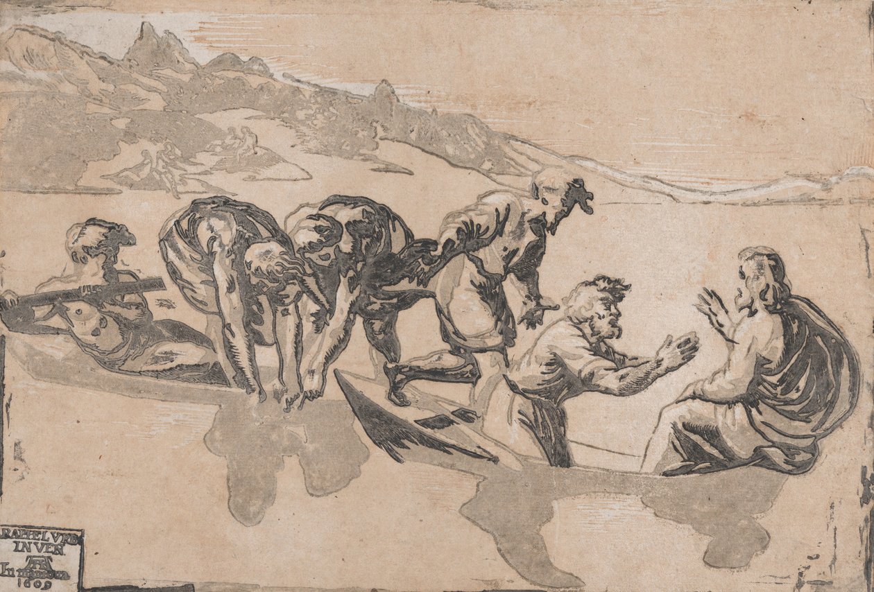 The Miracle of the Fishes, po Raphael, 1511-1520 znovu publikoval 1609. od Niccolo Vicentino