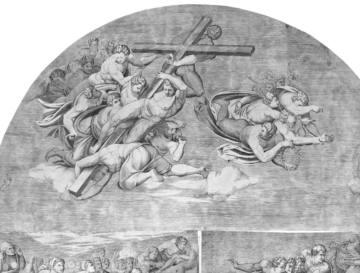 Andělé nesoucí kříž se svatými pod levou horní částí Posledního soudu, 1548., 1548. od Niccolo della Casa
