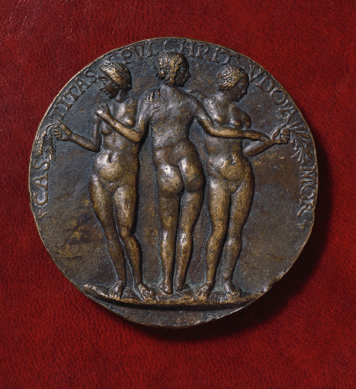 Medaile zobrazující Tři Grácie (bronzová) od Niccolo di Giovanni Fiorentino