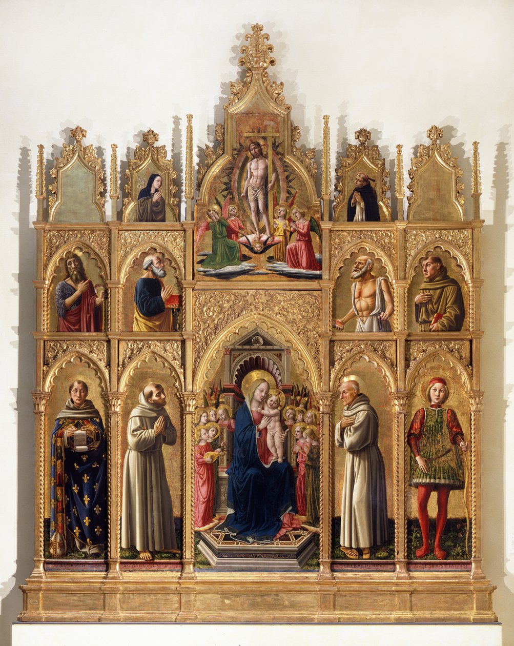 Madonna na trůnu s dítětem, anděly a svatými (Cagli Polyptych) od Niccolo di Liberatore