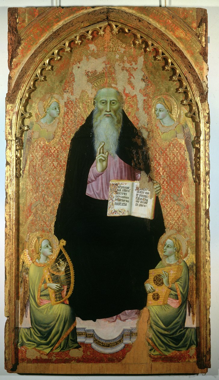 Opat sv. Antonín držící knihu antonitů, 1371 od Niccolo di Tommaso