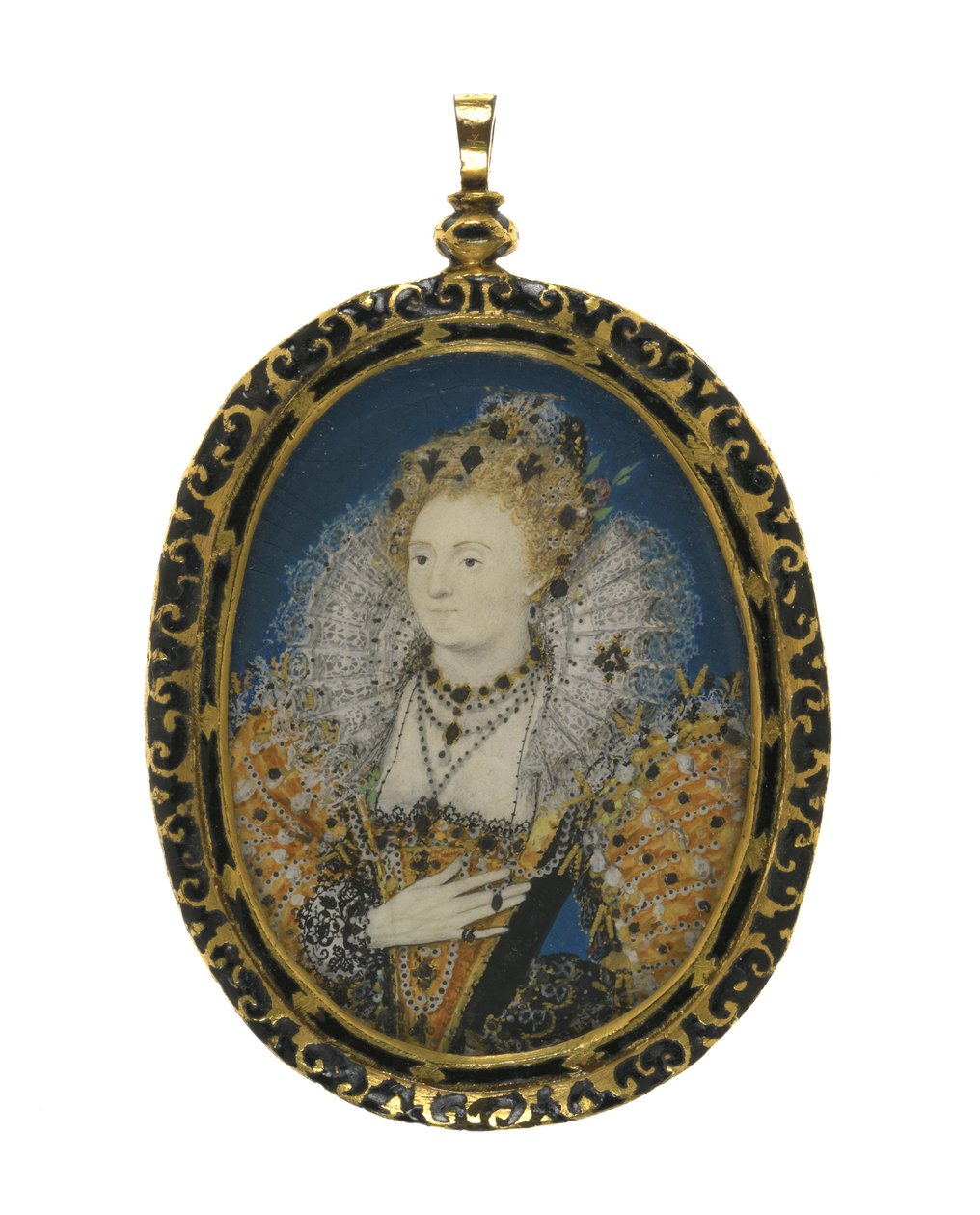 Královna Alžběta I., kolem 1595-1600 (kvaš na pergamenu na kartě) od Nicholas Hilliard