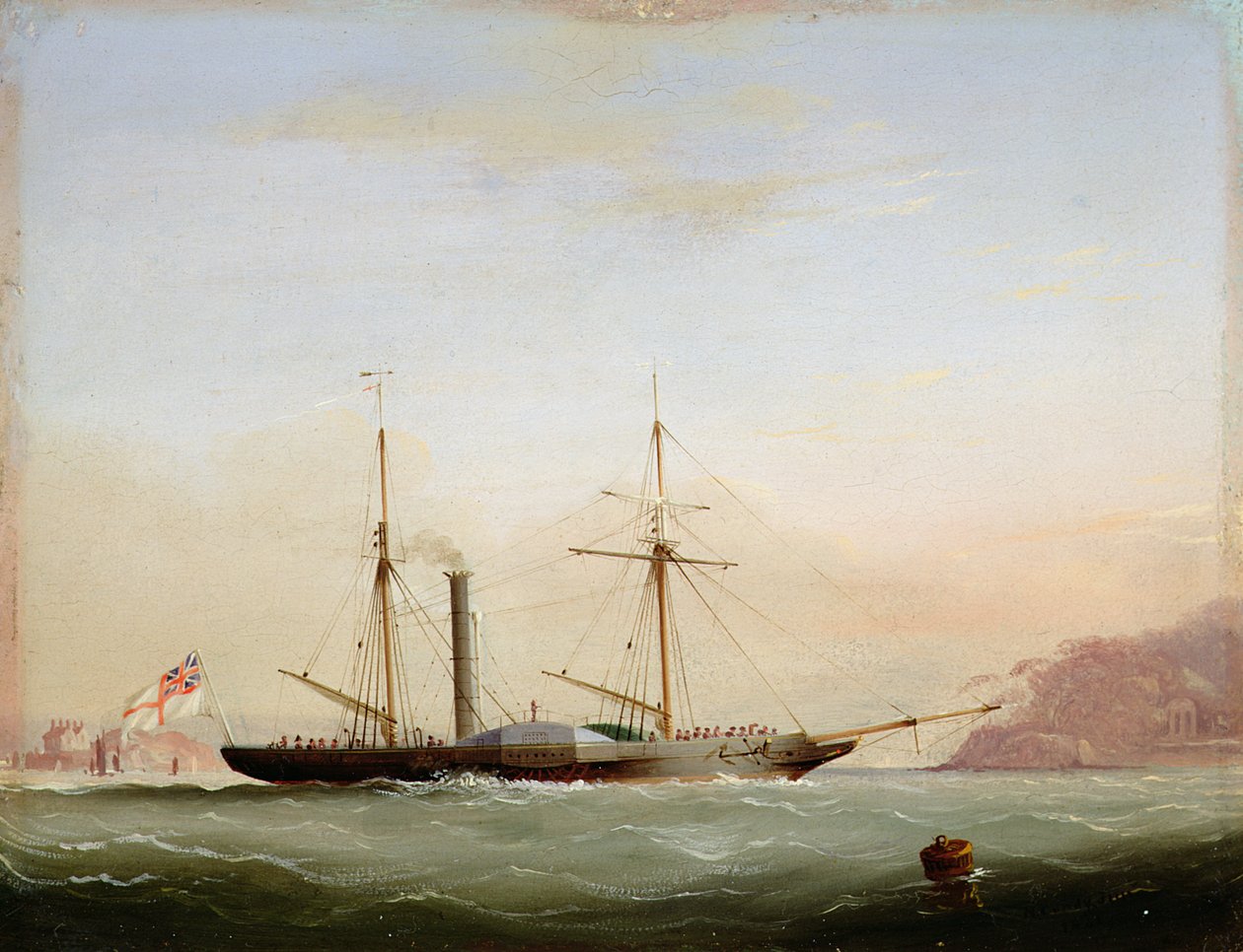 Kolesový parník v Plymouth Sound u Mount Edgecombe, 1841 od Nicholas Matthews Condy