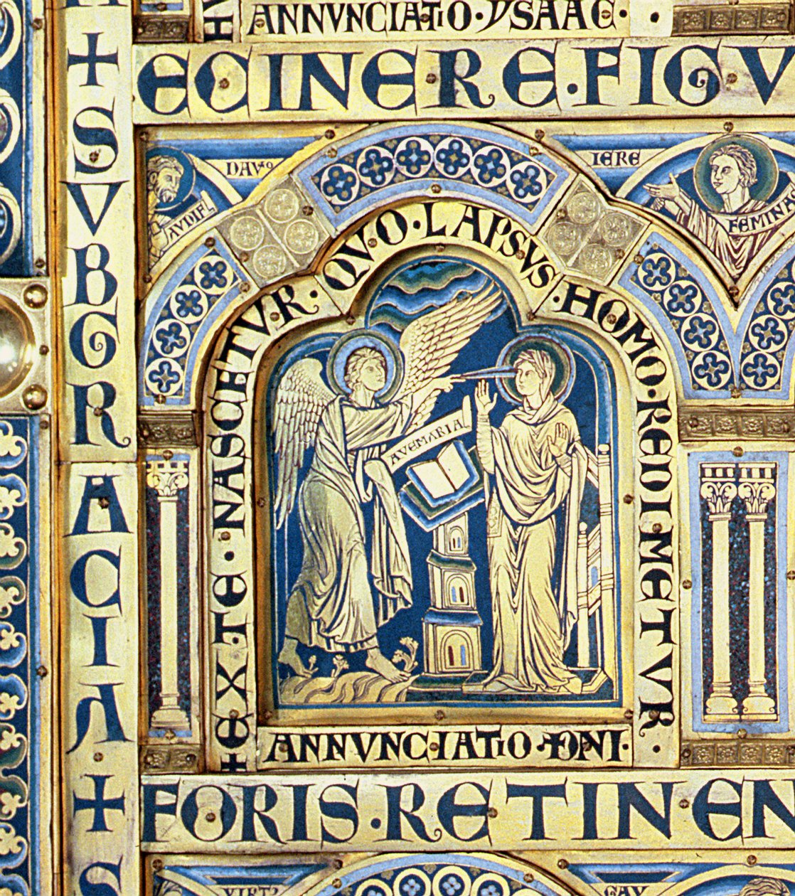 Verdunský oltář, vyobrazení biblických výjevů, 1181 šamotový smalt na levém panelu detail 146819 od Nicholas of Verdun