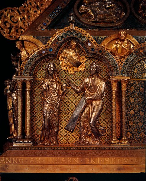 Zvěstování, 1205 (stříbrné zlacení, měděné zlacení, smalt a filigrán na dřevě) od Nicholas of Verdun