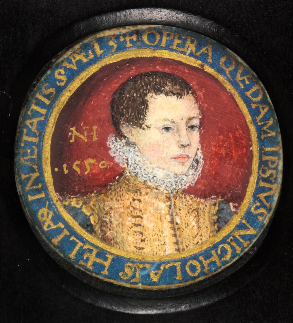 Nicholas Hilliard, autoportrét ve věku 13 let (akvarel na pergamenu) od Nicholas (attr.to) Hilliard