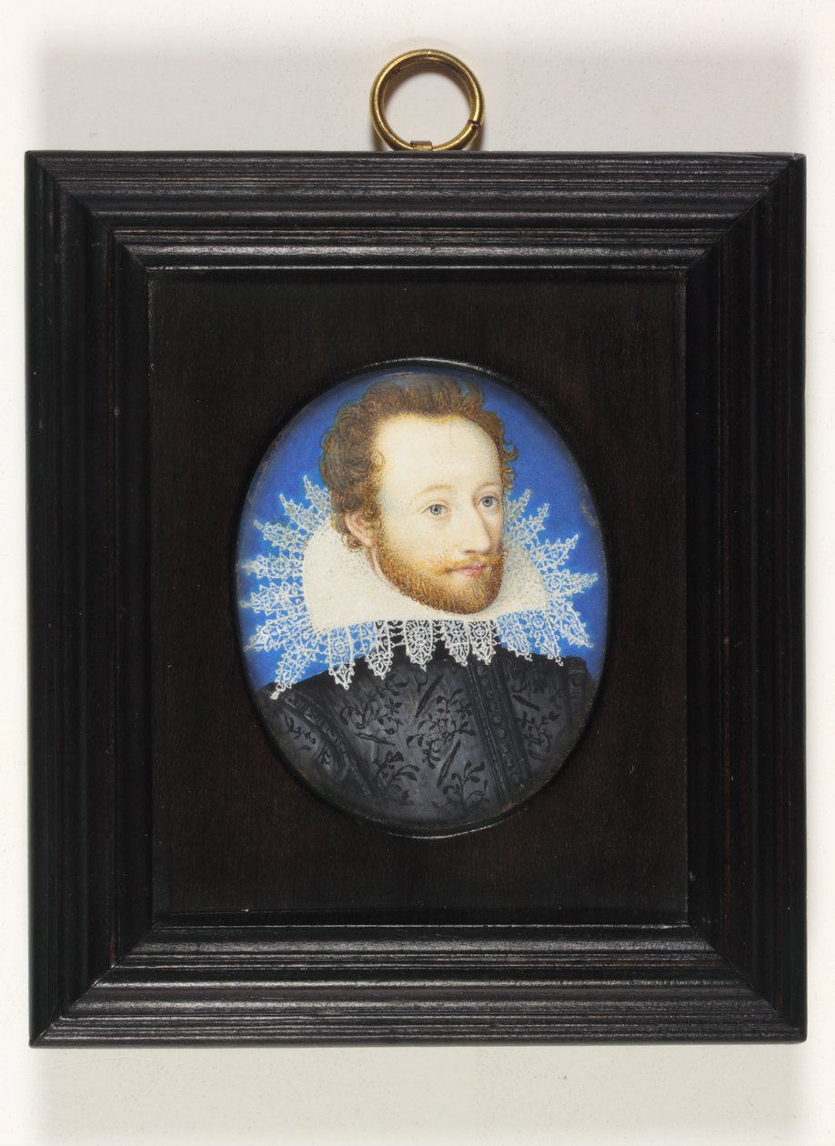 Gentleman zvaný hrabě z Essexu (akvarel na slonovině) od Nicholas (school of) Hilliard