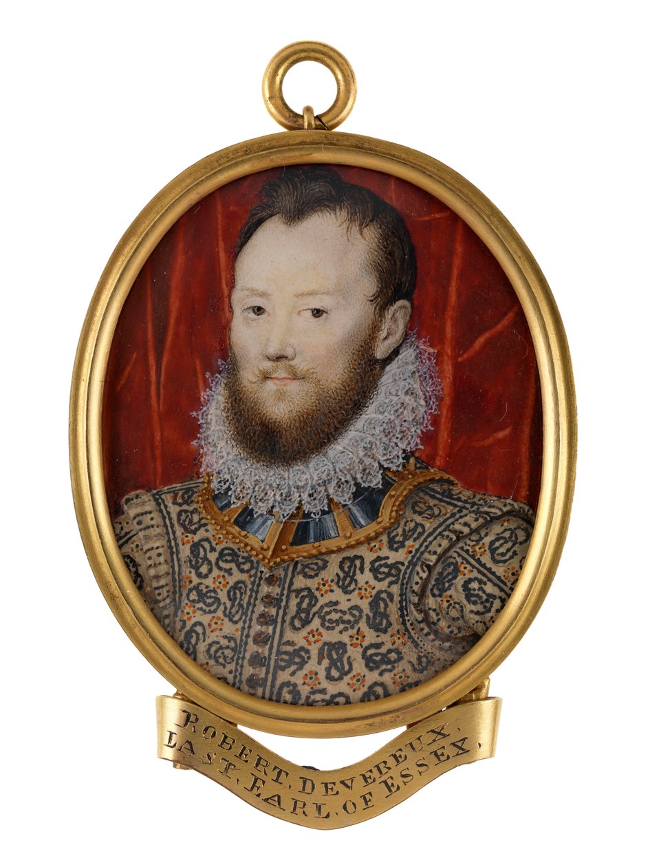 Robert Devereux, 2. hrabě z Essexu, asi 1590 (akvarel) od Nicholas (school of) Hilliard