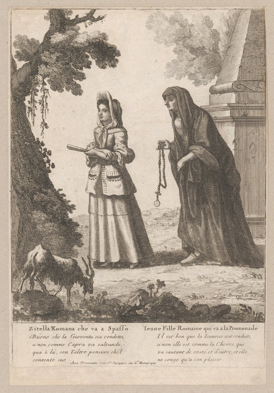 Mladá římská dívka na procházce, 1648-1700., 1648-1700. od Nicholas Boucquet