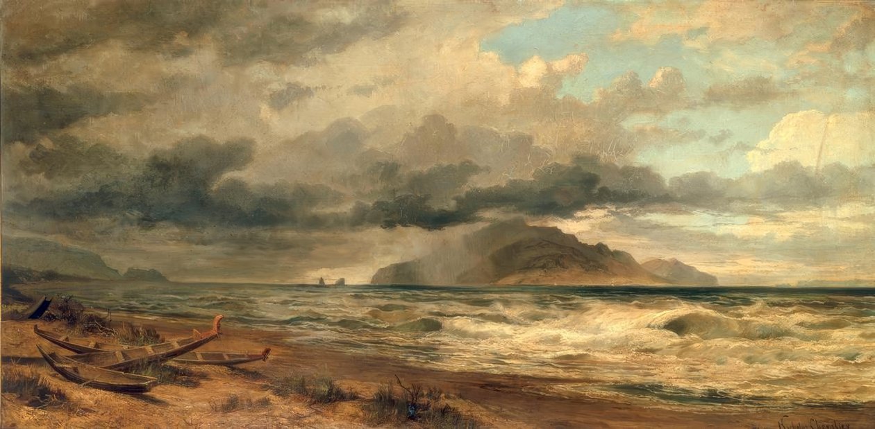 Cookův průliv, Nový Zéland od Nicholas Chevalier