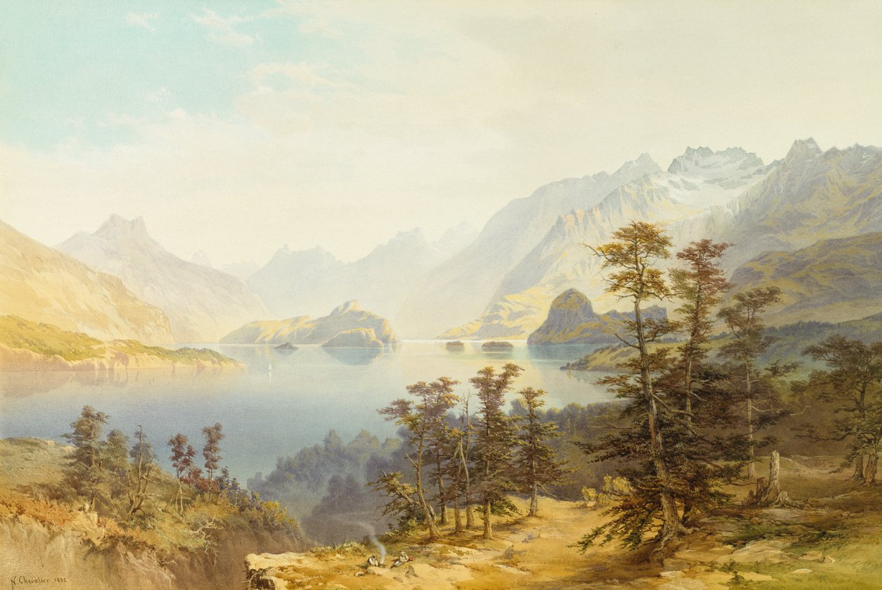 Jezero Manapouri, Jižní ostrov, Nový Zéland od Nicholas Chevalier