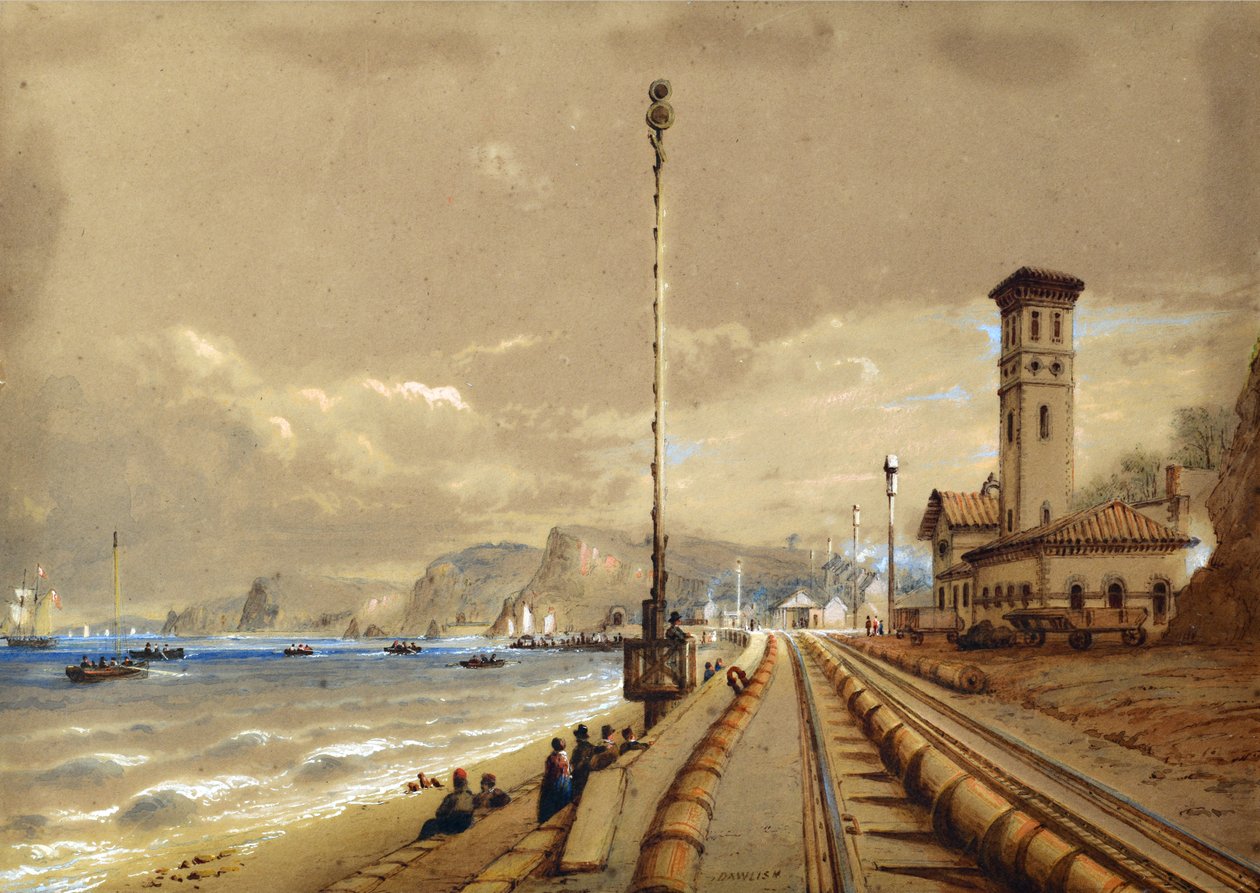 Atmospheric Railway at Dawlish, c.1850 (akvarel na papíře) od Nicholas Condy