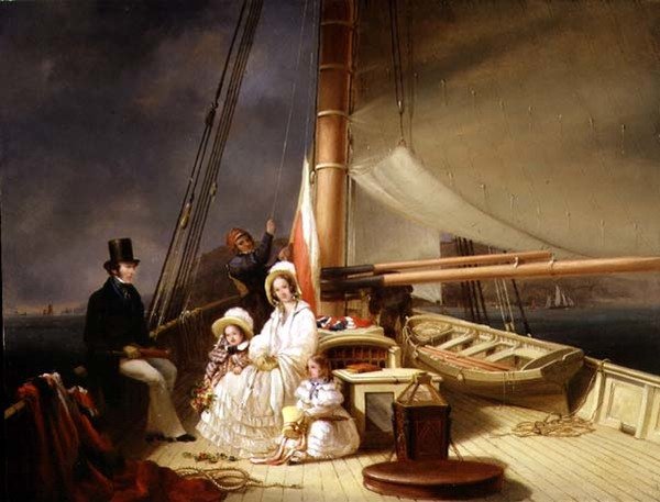 Pan Charles Ward se svou rodinou na palubě své Cutter Yacht 