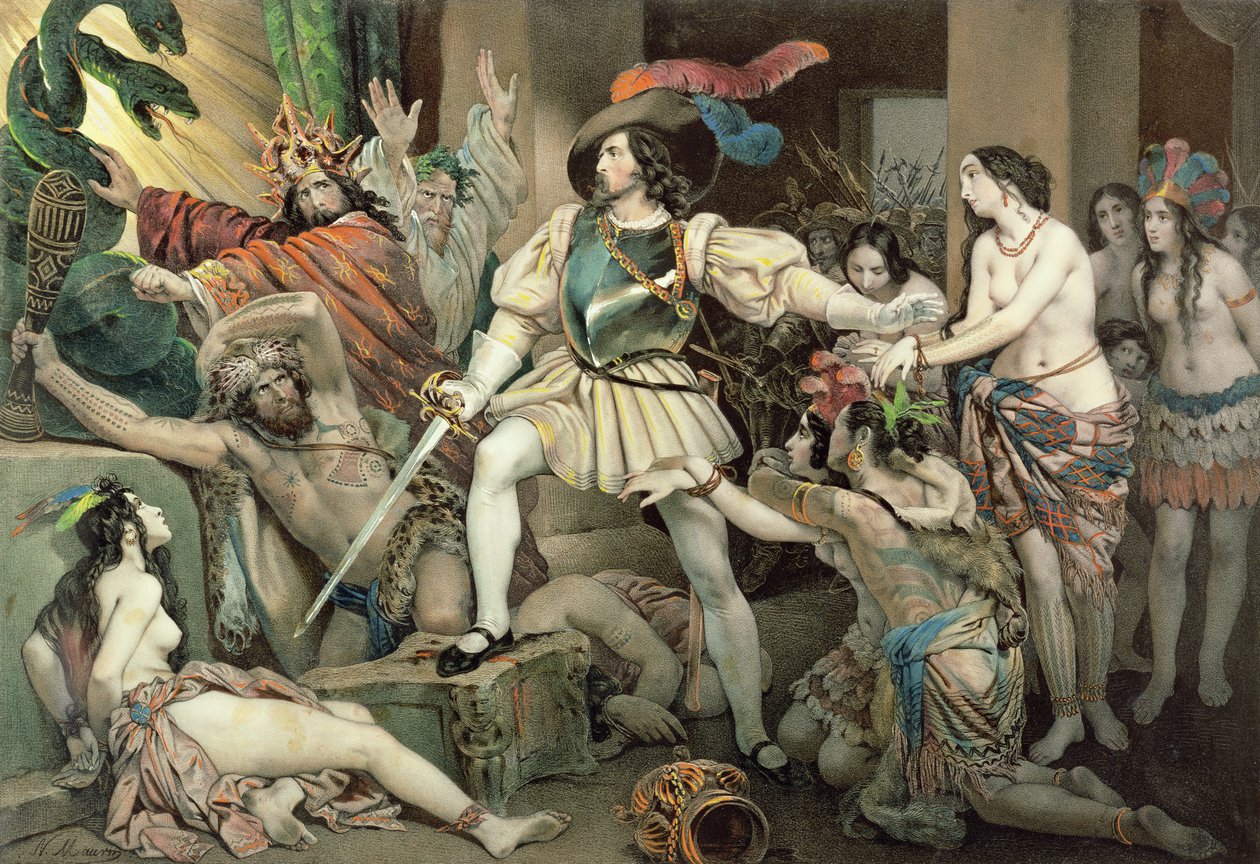 Dobytí Mexika: Hernando Cortes (1485-1547) proti lidské oběti od Nicholas Eustache Maurin