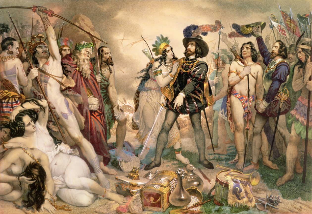 Dobytí Mexika: Hernando Cortes ničí svou flotilu u Vera Cruz, 1519 od Nicholas Eustache Maurin