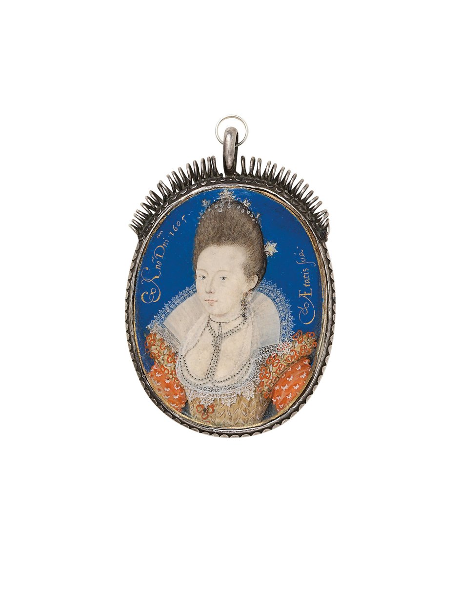 Dáma ve zlatých šatech s vysokým volánem, 1605 od Nicholas Hilliard