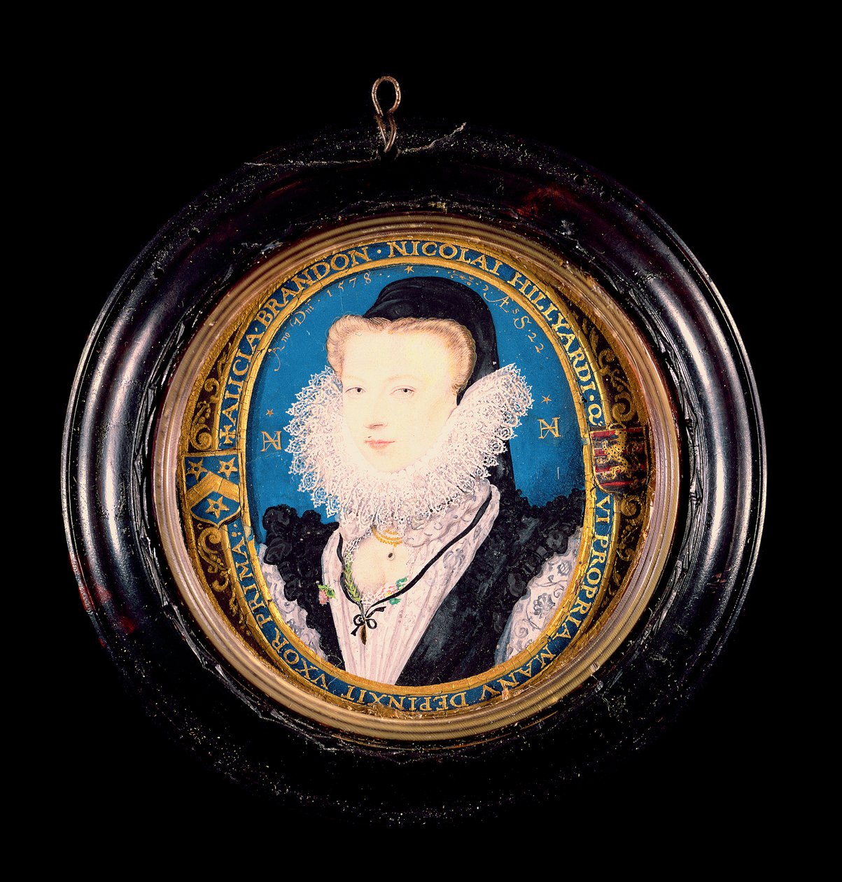 Alice Brandon, paní Hilliard, 1578 (wc na pergamenu) od Nicholas Hilliard