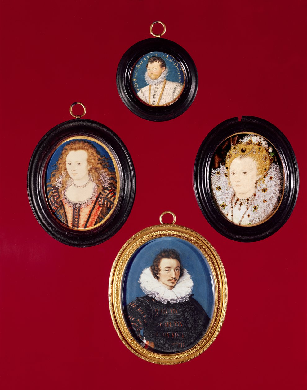 Sbírka miniatur: Francis Drake (nyní v National Portrait Gallery, viz 1619); Alžběta I. (nyní v Národní galerii portrétů); Isaac Oliver; Alžběta, královna česká od Nicholas Hilliard