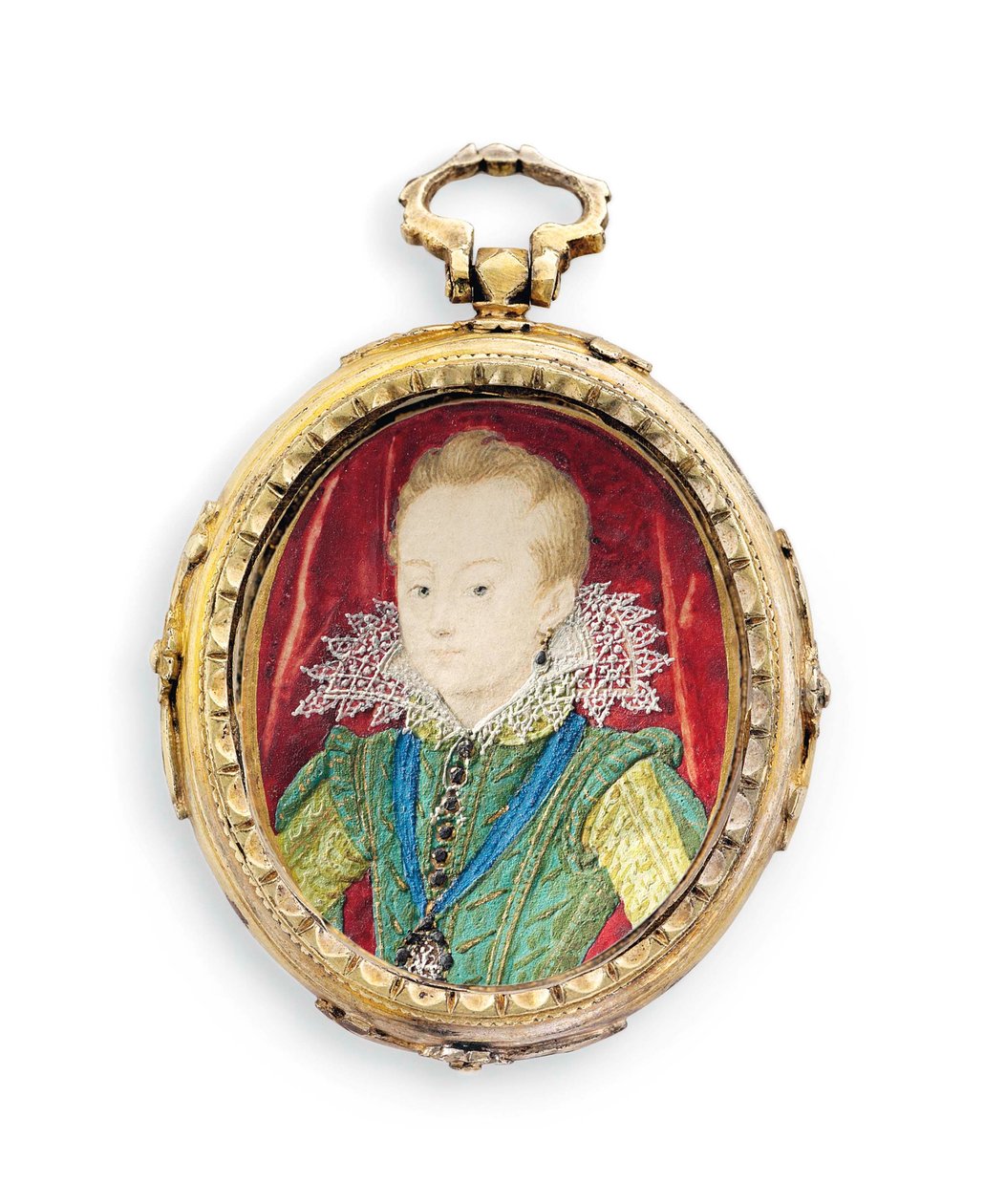 King Charles I, když vévoda z Yorku, jako chlapec (vellum v pozdějším zlaceném kovovém rámu) od Nicholas Hilliard