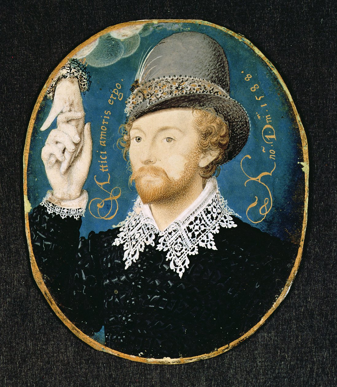 Muž svírající ruku z mraku, možná William Shakespeare, 1588 od Nicholas Hilliard
