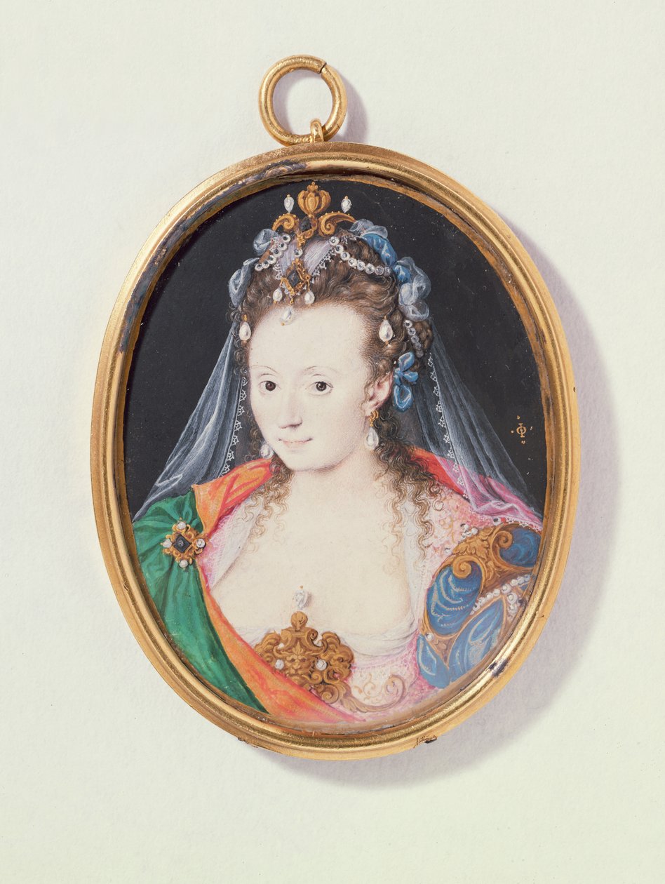 Miniatura Arabely Stuartové, vévodkyně z Lennoxu, 1593 (wc na pergamenu) od Nicholas Hilliard