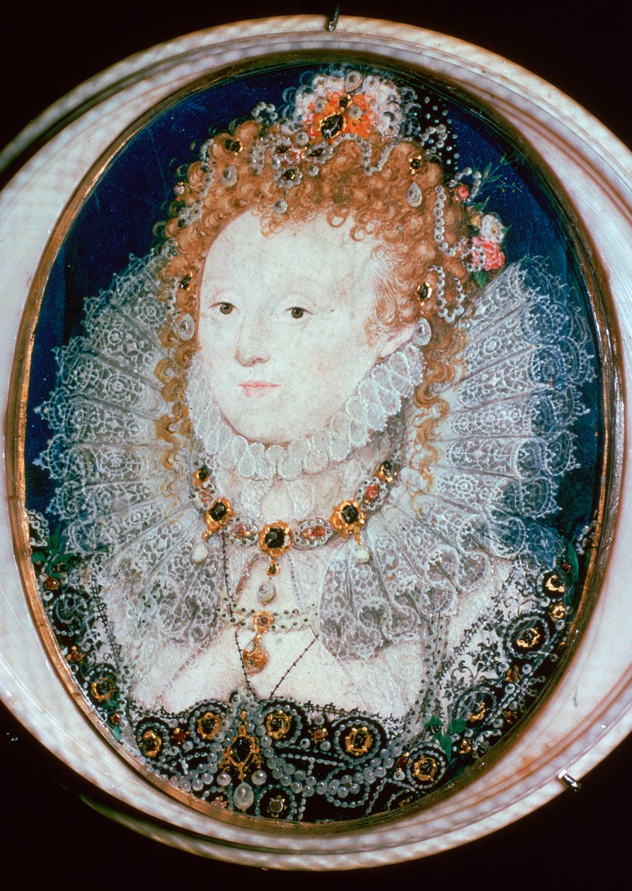 Miniaturní portrét královny Alžběty I., 16. století od Nicholas Hilliard