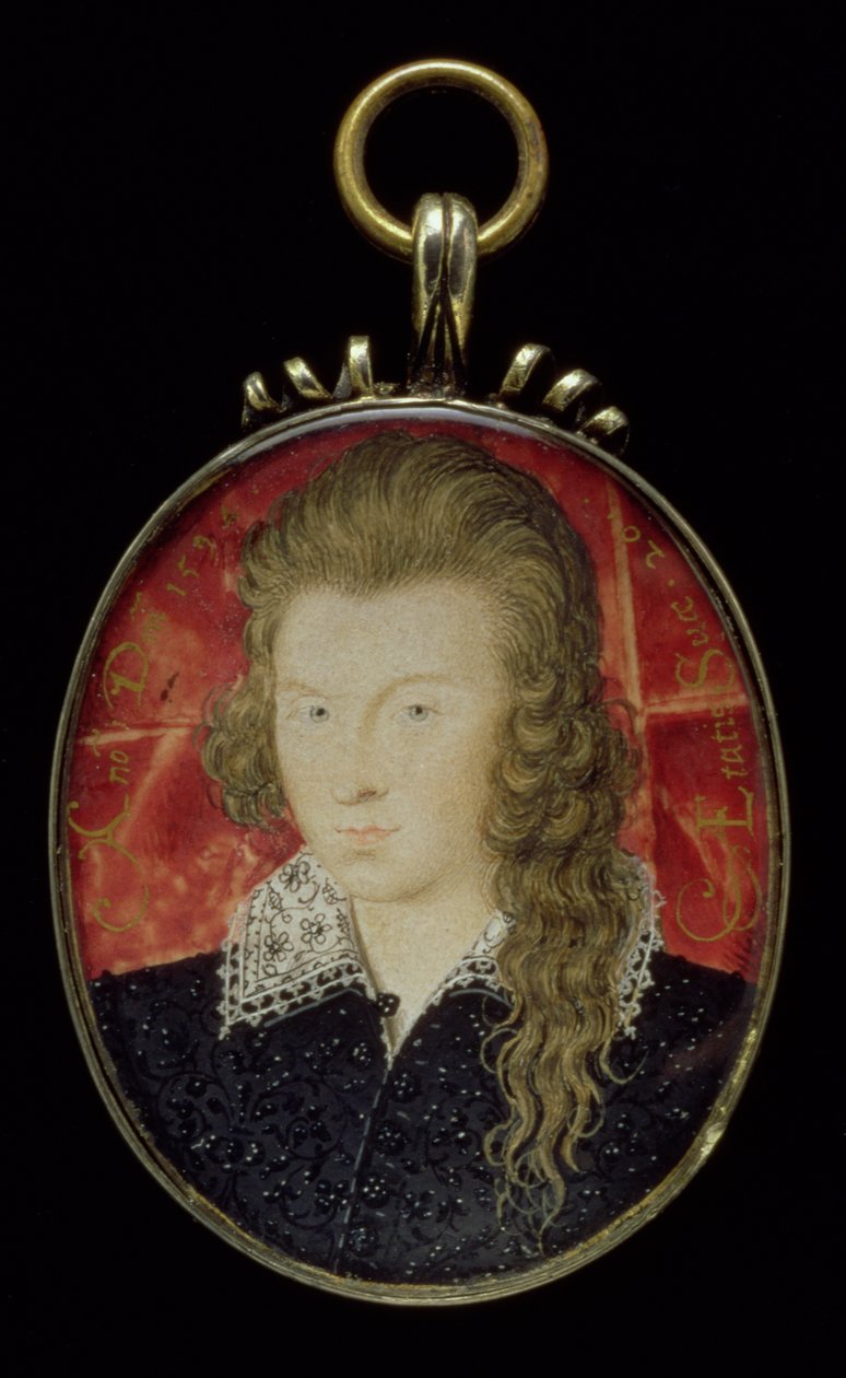 č. 3856 Henry Wriothesley, 3. hrabě ze Southamptonu (1573-1624), kolem 1594 (kvaš na pergamenu) od Nicholas Hilliard
