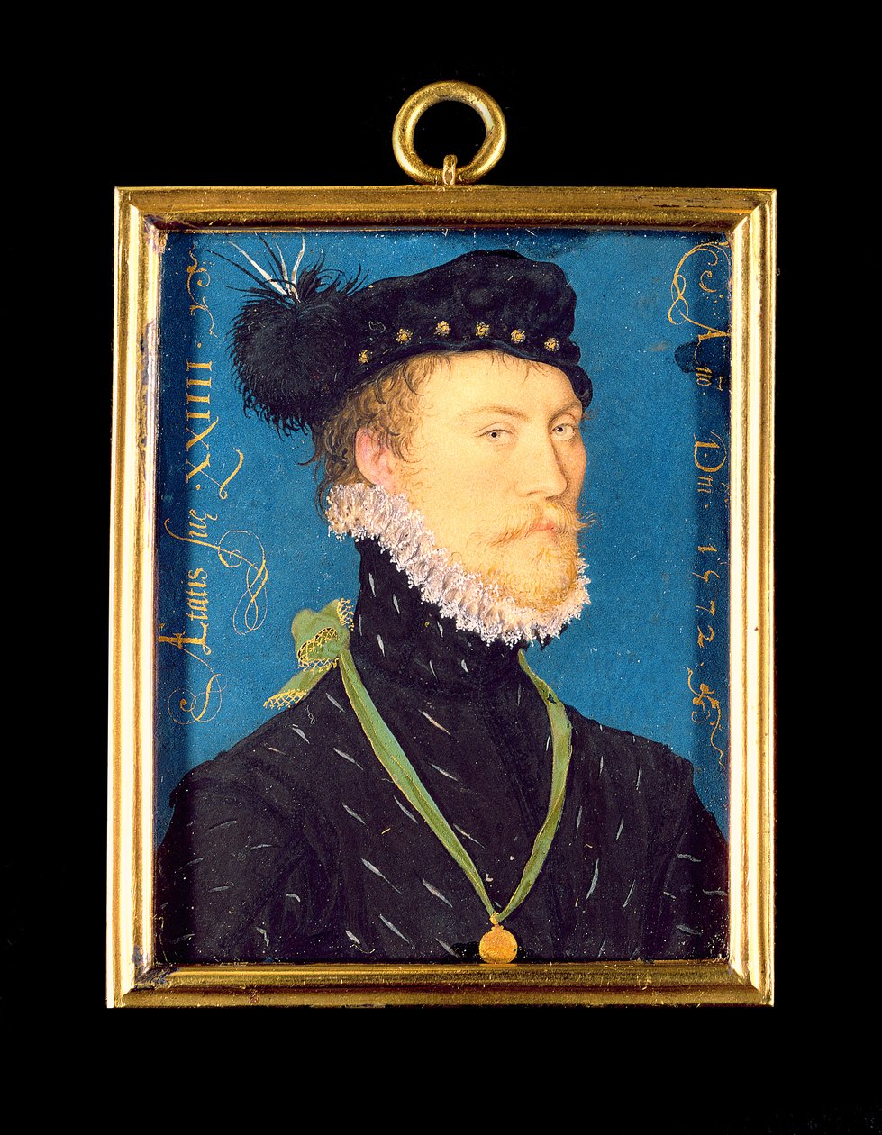 Portrét neznámého muže, 24 let, 1572 (wc na pergamenu) od Nicholas Hilliard