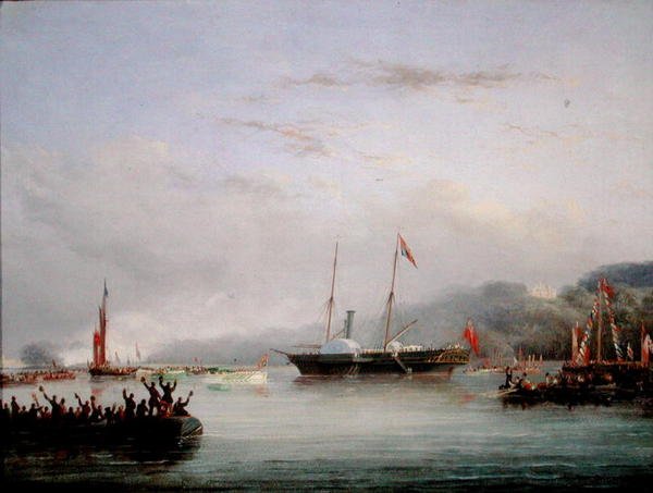 První jachta Victoria a Albert u Plymouthu (olej na palubě) od Nicholas Matthews Condy
