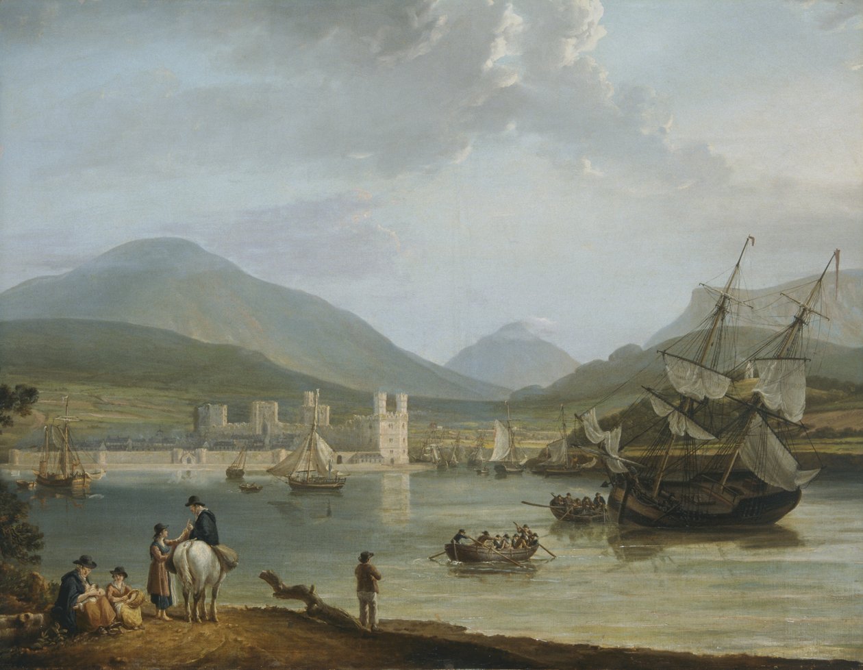 Hrad Caernarvon a záliv (olej na plátně) od Nicholas Pocock