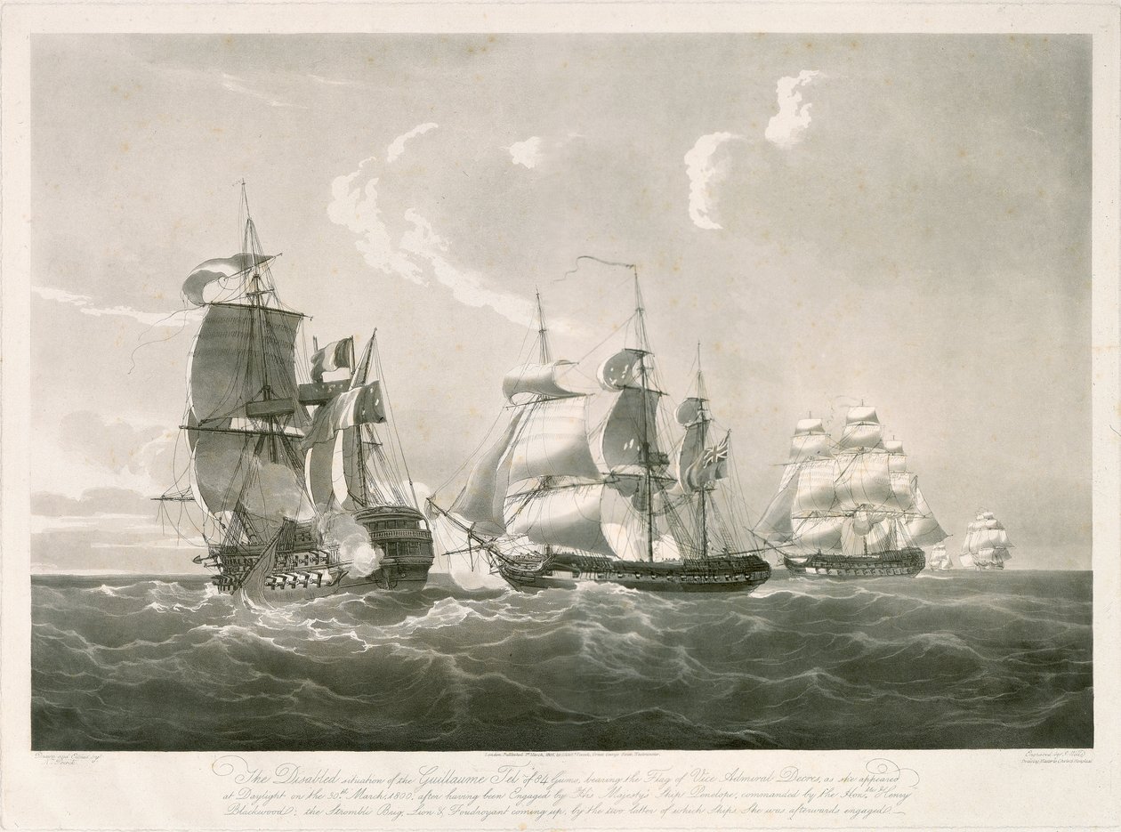 Střetnutí mezi "Guillaume Tel" a HMS "Penelope", 30. března 1800 od Nicholas Pocock