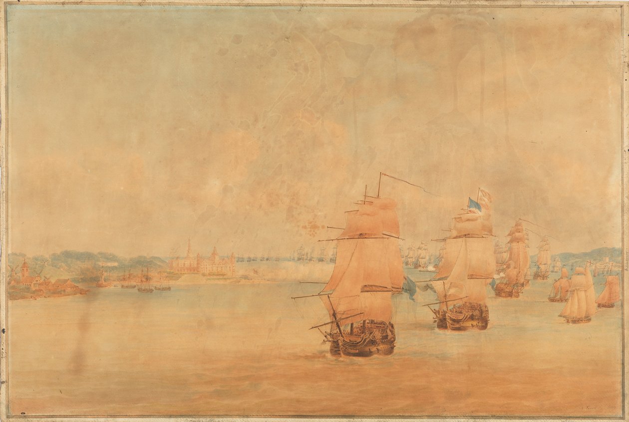 Pocock, Anglická flotila proplouvající Sundem 28. března 1801 od Nicholas Pocock