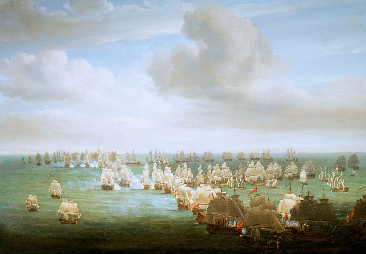 Bitva u Trafalgaru, 21. října 1805, začátek akce, asi 1808 (olej na plátně) od Nicholas Pocock