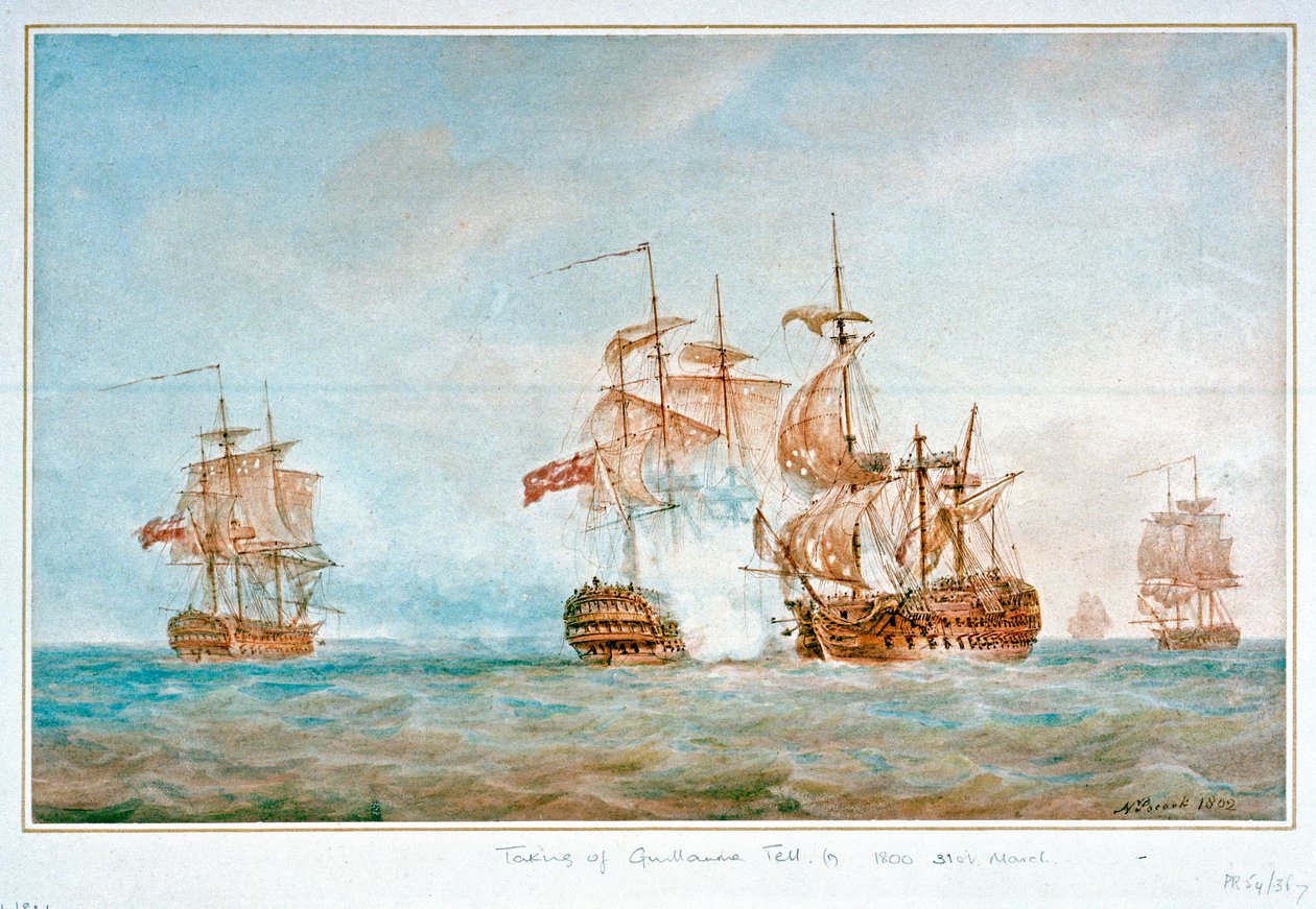 Zajetí lodi Guillaume Tell, 31. března 1800 od Nicholas Pocock