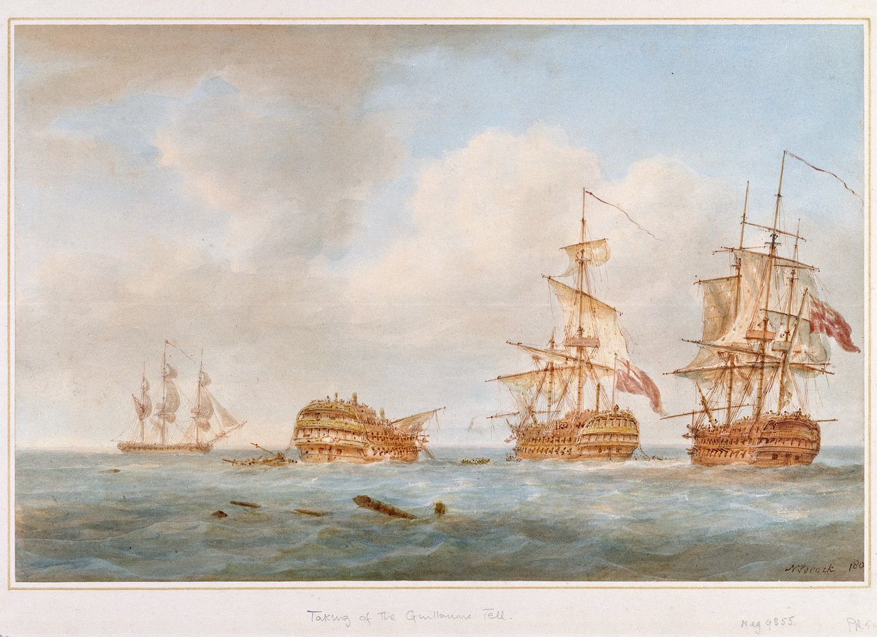 Zajetí lodi Guillaume Tell, 31. března 1800 od Nicholas Pocock