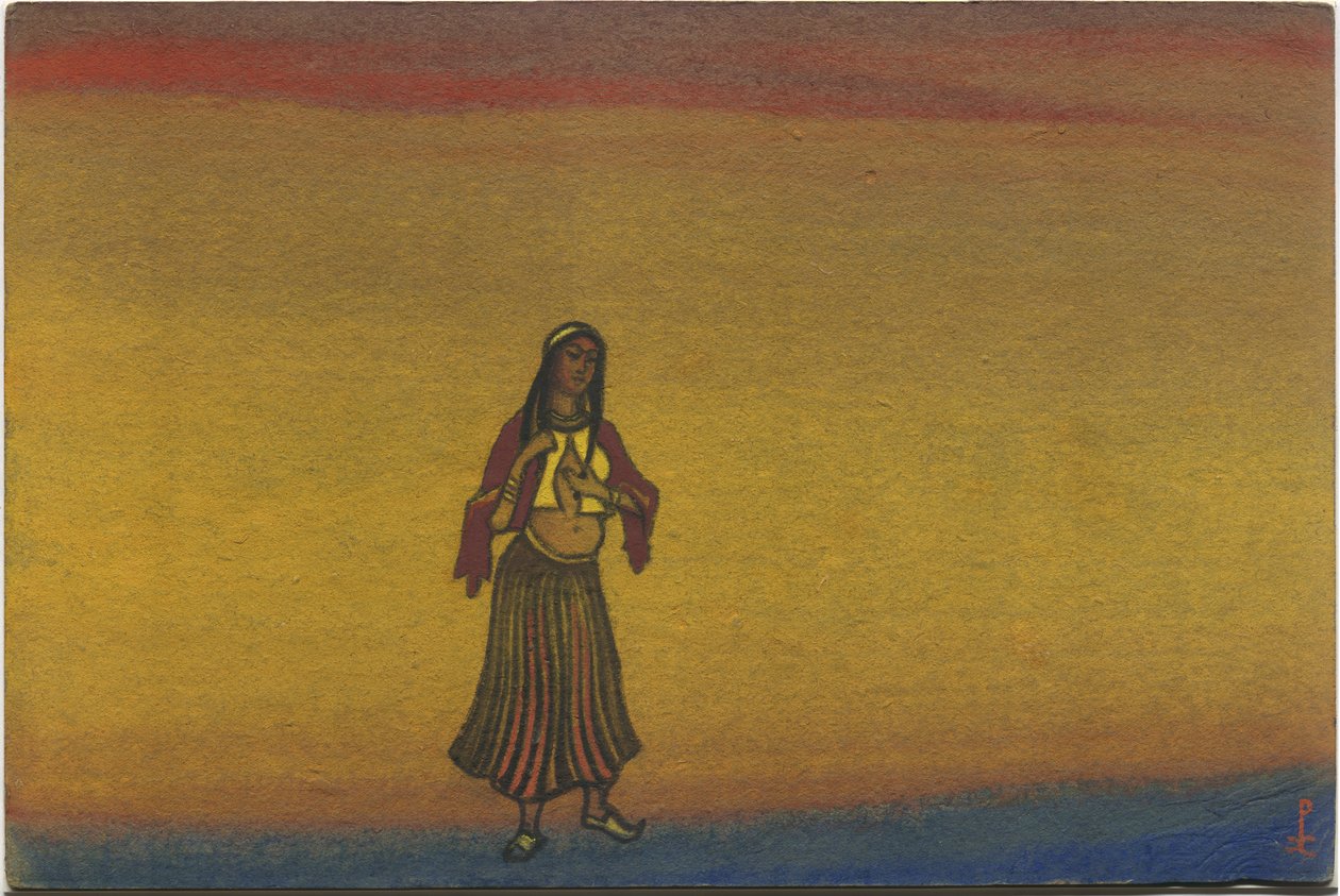 A Captive Girl, kostýmní návrh pro "Polovské tance" z Borodinovy opery "Princ Igor", 1943 od Nicholas Roerich