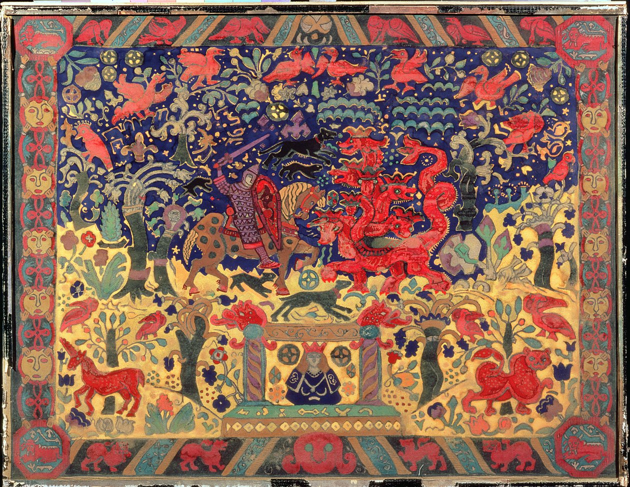 Bitva s drakem, 1912 od Nicholas Roerich