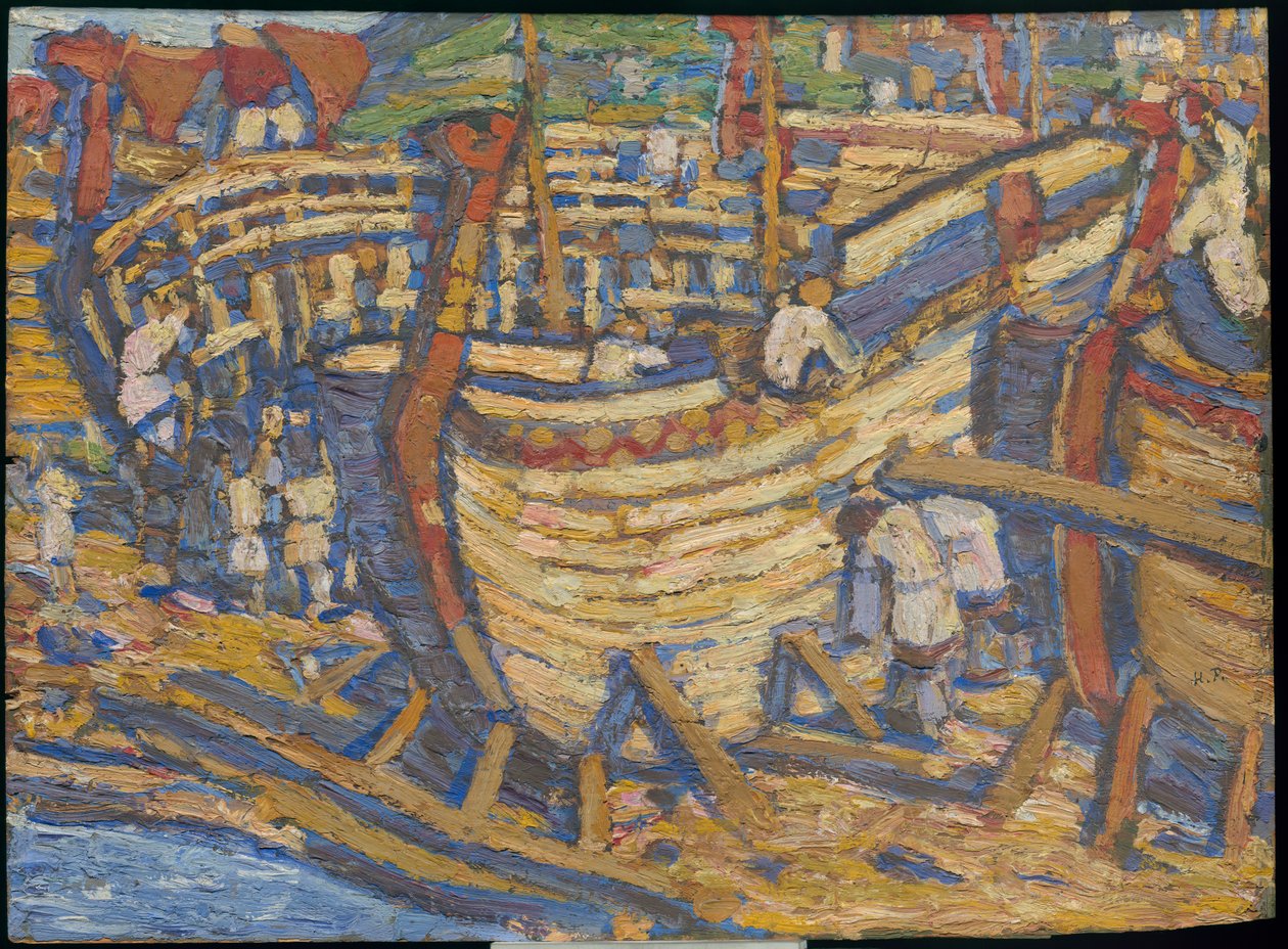 Stavba lodí. Skica k obrazu stejného názvu, 1903 od Nicholas Roerich