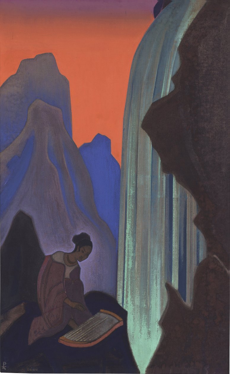 Chant de la cascade - Píseň vodopádu par Roerich, Nicholas (1874-1947). Tempera na plátně, rozměr : 99,5x61,5, , Státní muzeum orientálního umění, Moskva od Nicholas Roerich