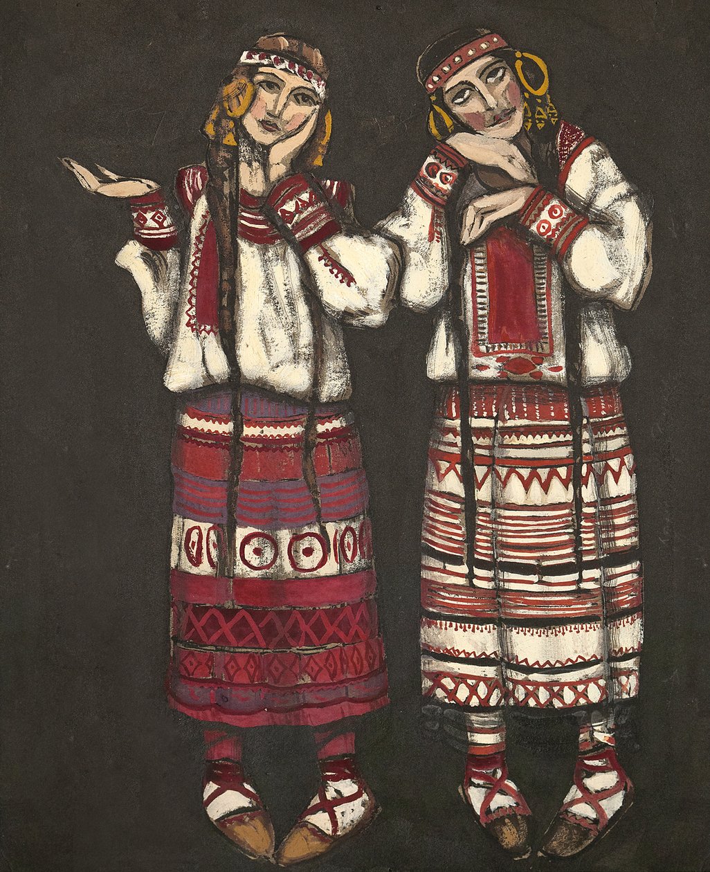 Návrh kostýmů pro balet Svěcení jara Le Sacre du Printemps I. Stravinského, 1930 od Nikolai Konstantinowitsch Roerich