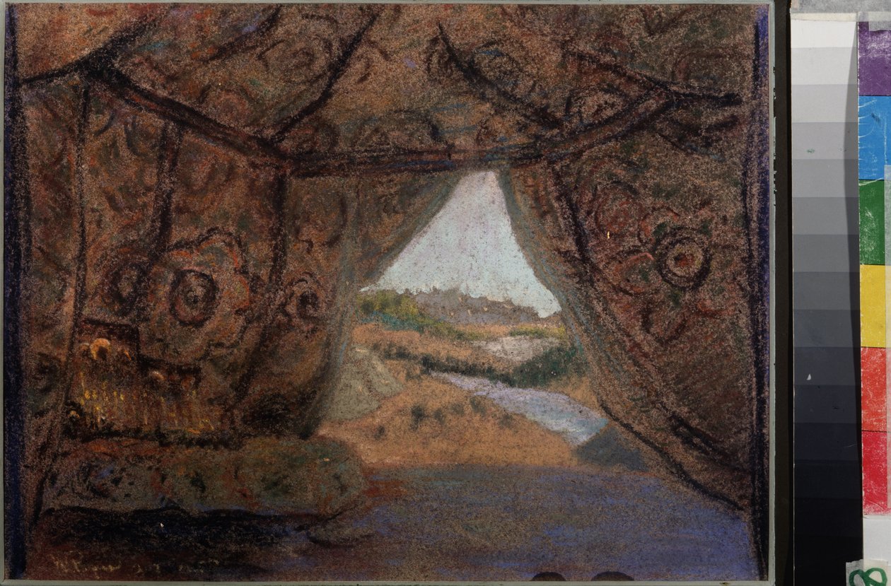 Přípravná výprava k opeře La Pskovitaine (Dívka ze Pskova) Nicholase (Nikolaje) Rimského Korsakova (1844-1908). Dílo Nicholase Roericha (1874-1947), pastel na kartonu od Nicholas Roerich