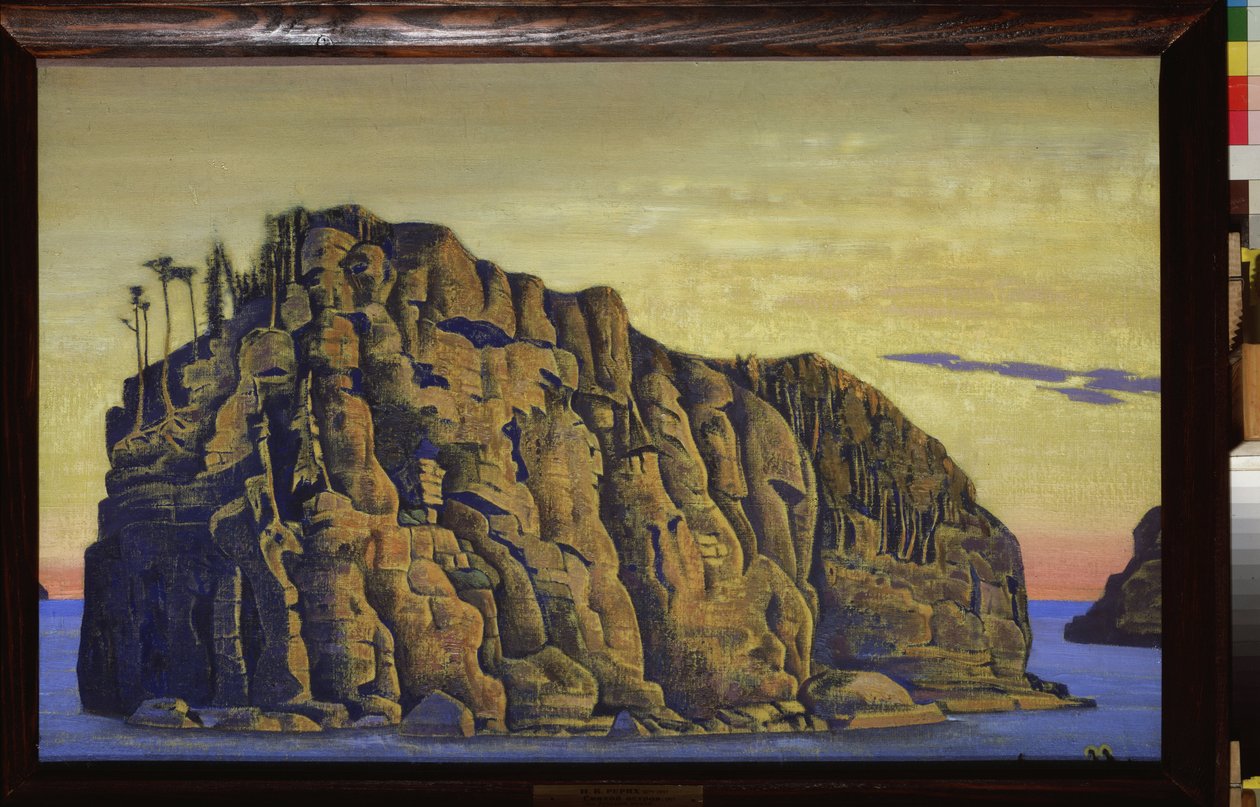 Svatý ostrov (Svatý ostrov). Dílo Nicholase Roericha (1874-1947), tempera na plátně od Nicholas Roerich
