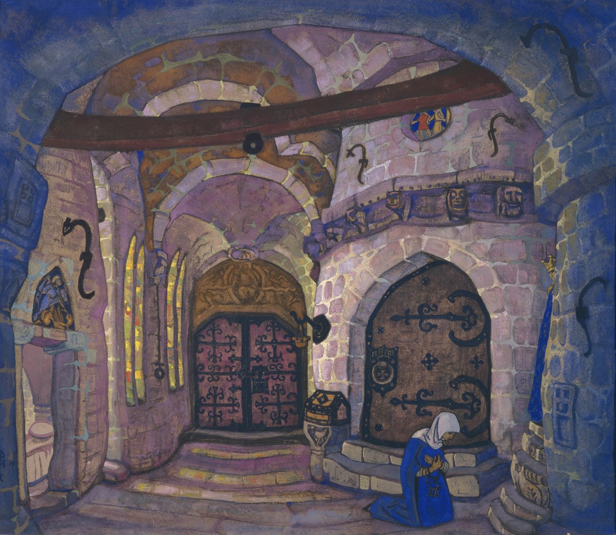 V Klášteře. Scénický návrh k opeře Sestra Beatrice od A. Davydova, 1914 od Nikolai Konstantinowitsch Roerich