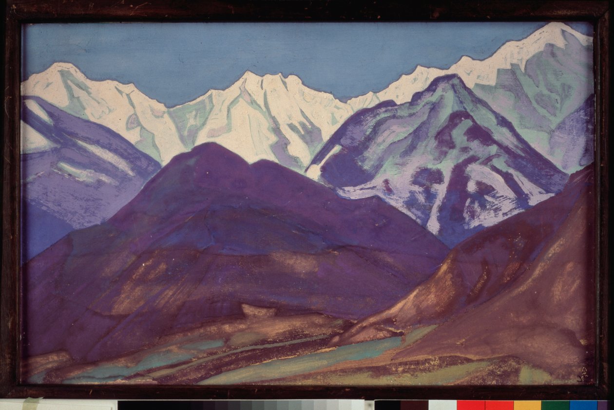 Kuluta (údolí Kulu, himálajský masiv) (Indie). Malba dílem Nicolase (Nicholase) Roericha (1874-1947), tempera na plátně od Nicholas Roerich