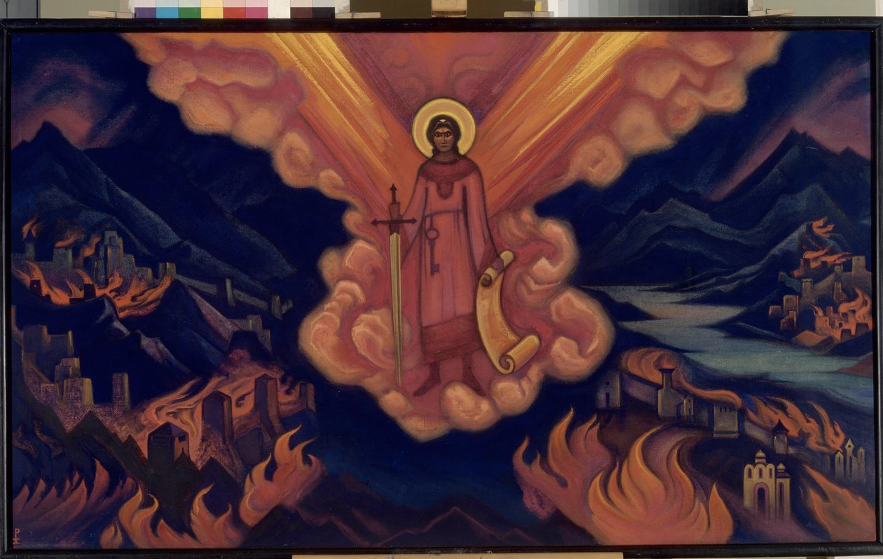 Poslední anděl. Dílo Nicolase (Nicholase) Roericha (1874-1947), tempera na kartonu od Nicholas Roerich