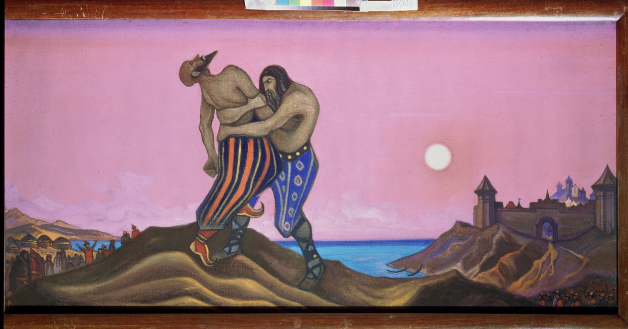 Souboj mezi Mstislavem a Rededyou. (Velkokníže Mstislav Černigovský, známý jako Temeraire (983-1036). Obraz Nicholas Roerich (1874-1947), tempera na plátně od Nicholas Roerich