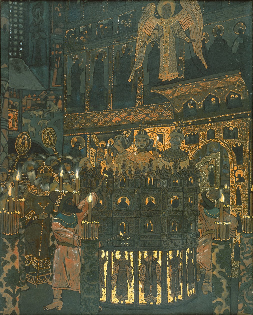 Mystery Play ve středověkém Novgorodu od Nicholas Roerich