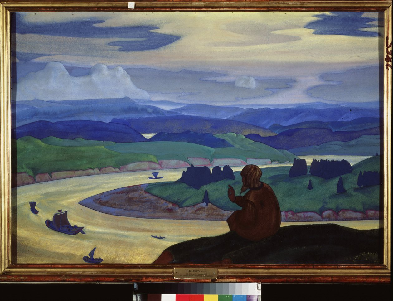 Prokop Veliký (nebo Le Tondu) (asi 1380-1434) se modlí za neznámé cestovatele. Dílo Nicholase Roericha (1874-1947), tempera na kartonu od Nicholas Roerich