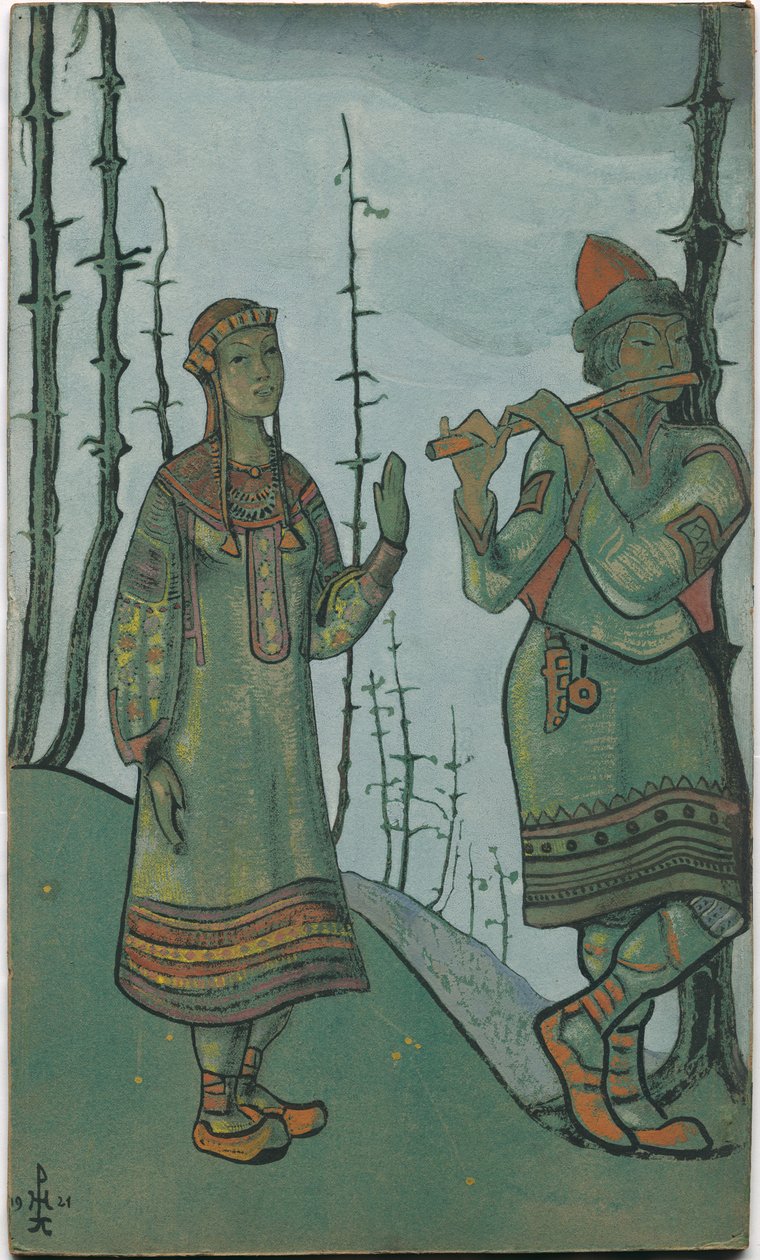 Snegurochka a Lel, kostýmní návrh pro operu Rimského-Korsakova "Snegurochka", 1921 od Nicholas Roerich